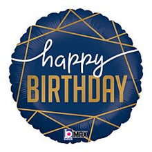 Navy & Gold Birthday 18in Mylar Balloon