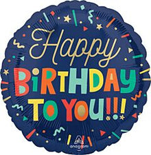 Bright Birthday Blocks 18in Mylar Balloon