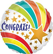 Congrats Gold Shooting Star 18in Mylar Balloon