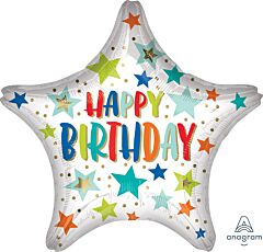 Happy Birthday Stars and Dots 28in SuperShape Balloon