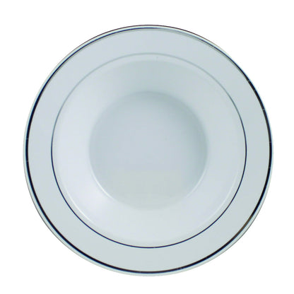 Regal White Premium Plastic Plates with Silver Trim