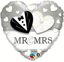 Mr & Mrs Wedding 18in Mylar Balloon