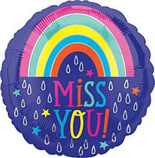 Miss You Raindrops 18in Mylar Balloon