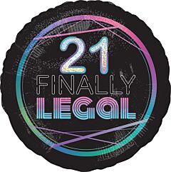 21 Finally Legal 18in Mylar Balloon