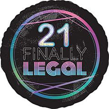 21 Finally Legal 18in Mylar Balloon