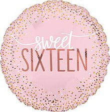 Rose Gold Sweet Sixteen 18in Mylar Balloon