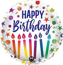 Birthday Rainbow Candles 18in Mylar Balloon
