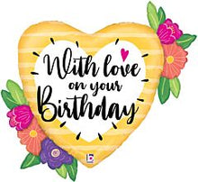 With Love on Your Birthday Flowers 24in SuperShape Balloon