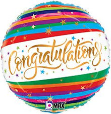 Congratulations Fun Stripes 18in Mylar Balloon