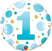 1st Birthday Boy Dots 18in Mylar Balloon