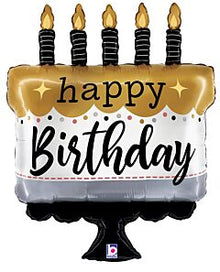 Satin Metallic Birthday Cake 28in SuperShape Balloon
