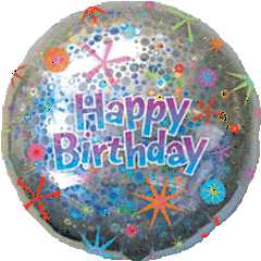 Holographic Circles Birthday 32in SuperShape Balloon
