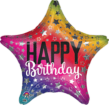 Rainbow Star Birthday 18in Mylar Balloon