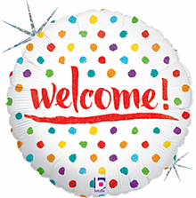 Welcome Dots 18in Mylar Balloon