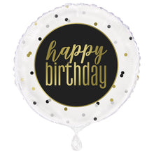 Black & Gold Birthday 18in Mylar Balloon