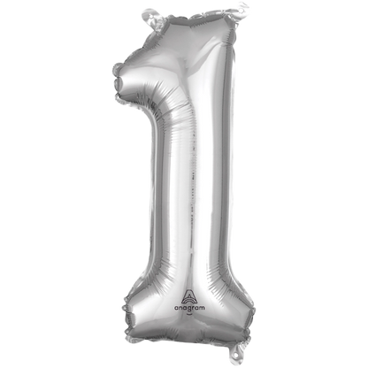 16in Number Balloons: Silver
