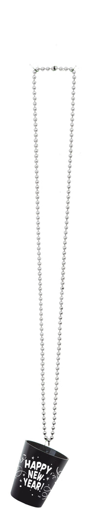 New Years Bead Necklace with Shot Glass - 1 Assorted Color