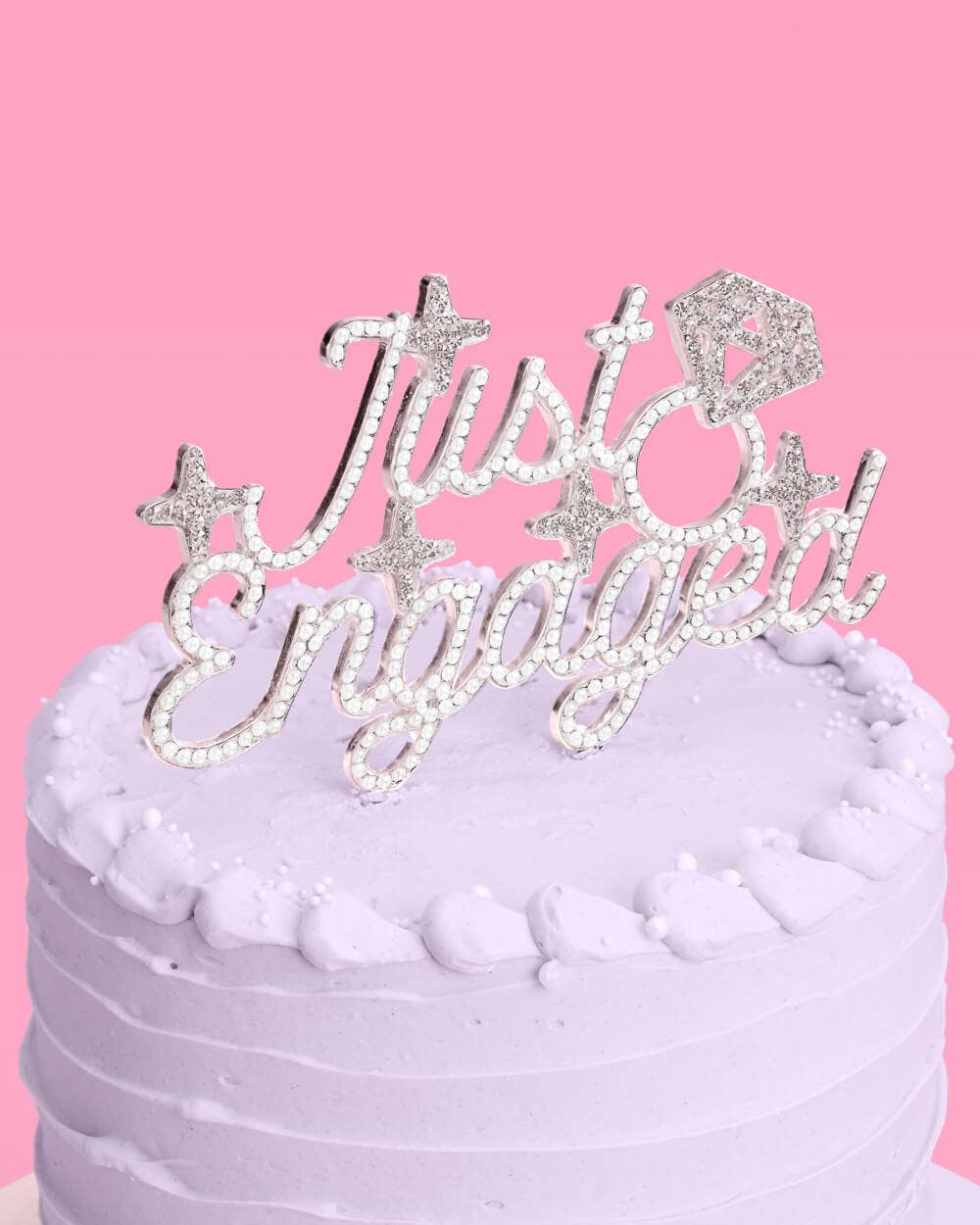 Just Engaged Topper - pearl + crystal cake topper 6" x 5.5"