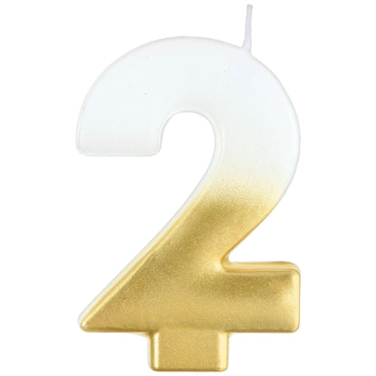 White/Gold Ombre Number Candle