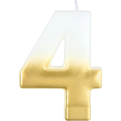 White/Gold Ombre Number Candle