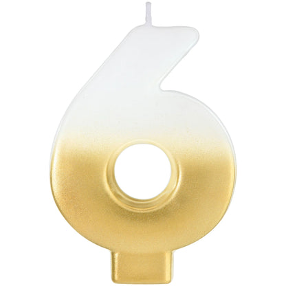 White/Gold Ombre Number Candle