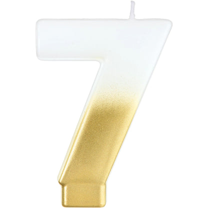 White/Gold Ombre Number Candle