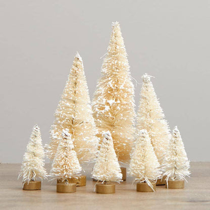 Frosted Cream Bottle Brush Sisal Trees (Bag of 8)