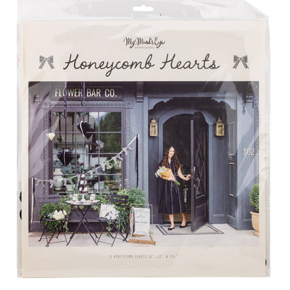 Black and White Honeycomb Hanging Hearts