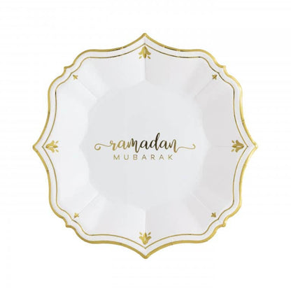 8 Ramadan White Dessert Plates