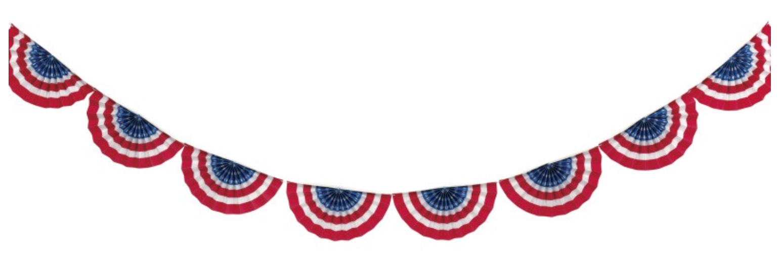 Patriotic Scalloped Paper Fan Garland 8ft