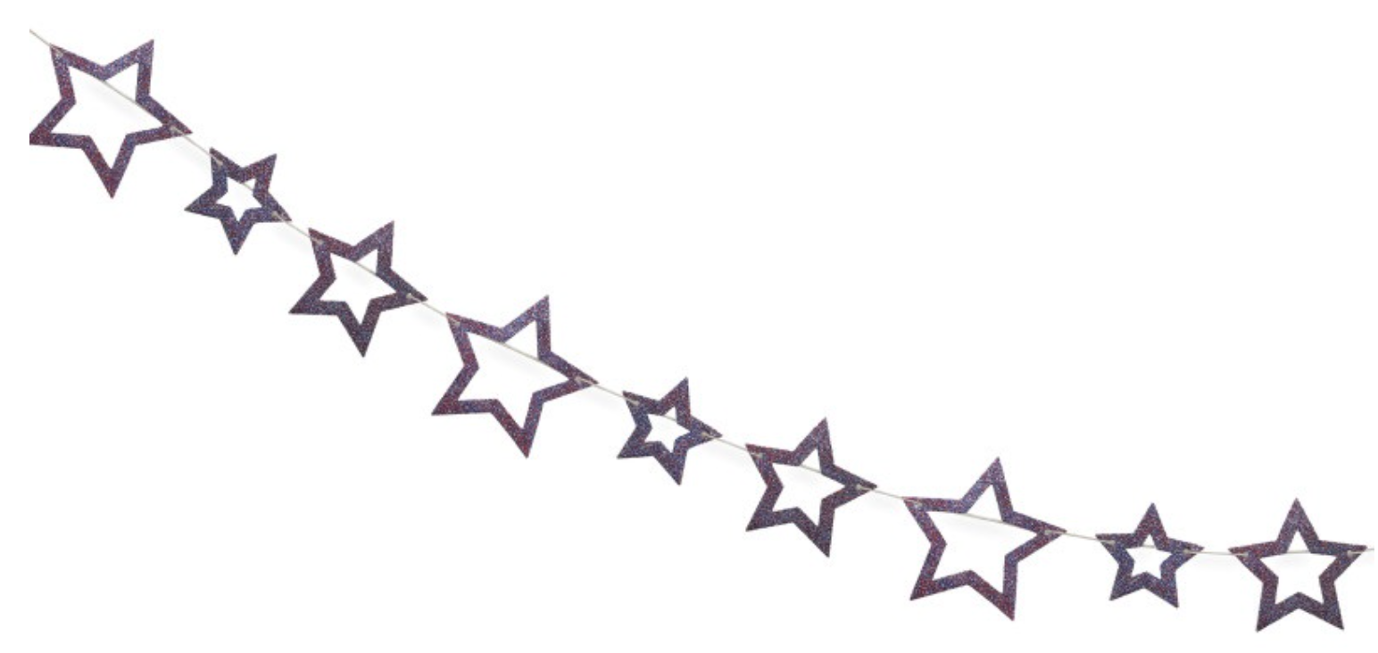 Patriotic Glitter Star Garland 6ft