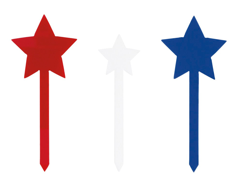 Patriotic Stars Plastic Cake Toppers 12ct