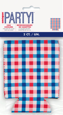 Patriotic Gingham Can Cooler