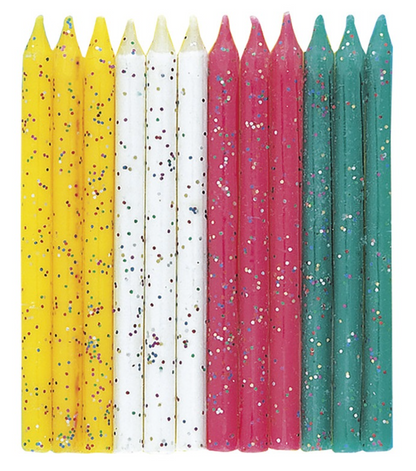 Multicolor Glitter Birthday Candles 12ct