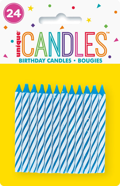 Blue Spiral Birthday Candles 24ct
