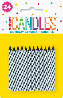Black Spiral Birthday Candles 24ct