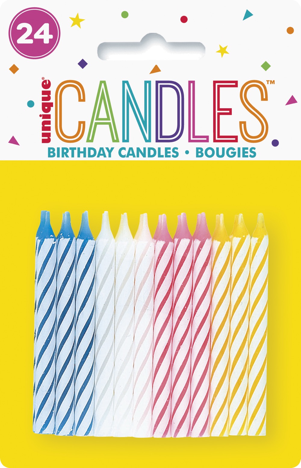Multicolor Spiral Birthday Candles 24ct