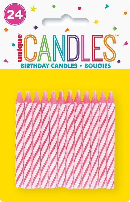 Pink Spiral Birthday Candles 24ct