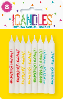 Assorted Happy Birthday Birthday Candles 8ct