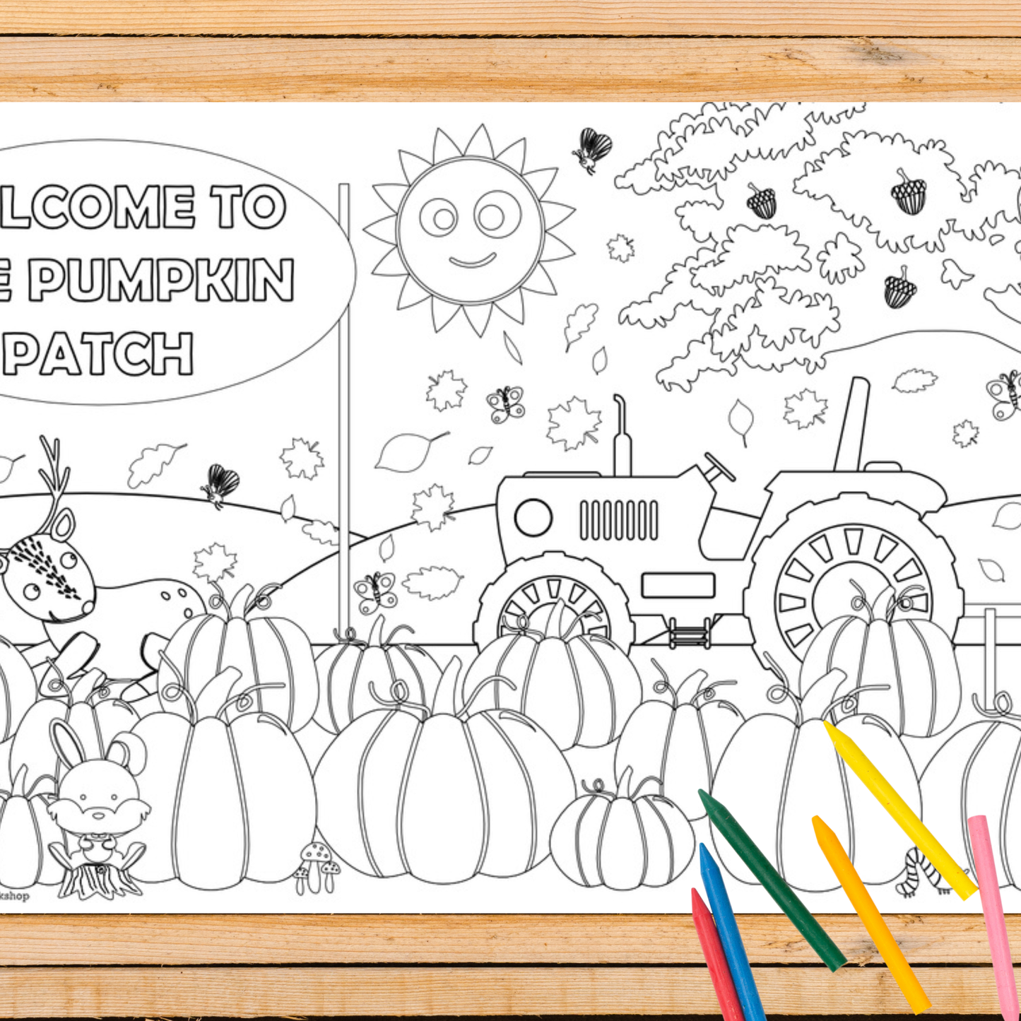 Pumpkin Patch Coloring Tablecloth Fall Harvest Party Decor