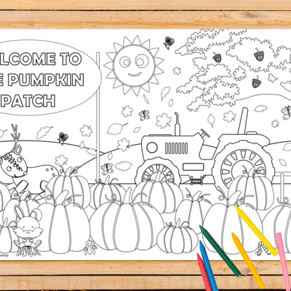 Pumpkin Patch Coloring Tablecloth Fall Harvest Party Decor