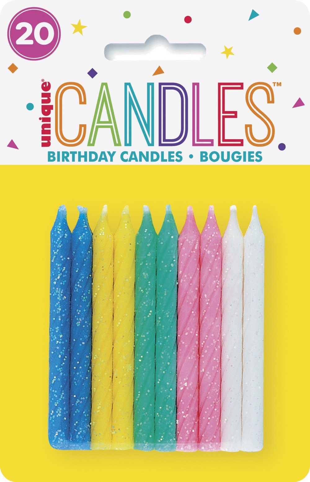 Spiral Glitter Birthday Candles - Assorted Colors 20ct