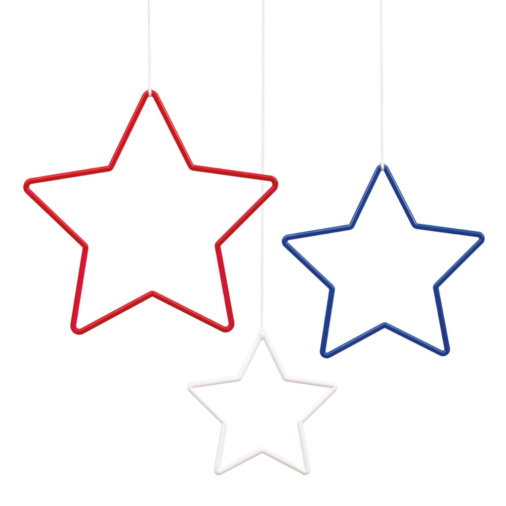 Plastic Star Hanging Decorations 3ct