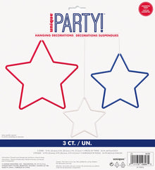 Plastic Star Hanging Decorations 3ct
