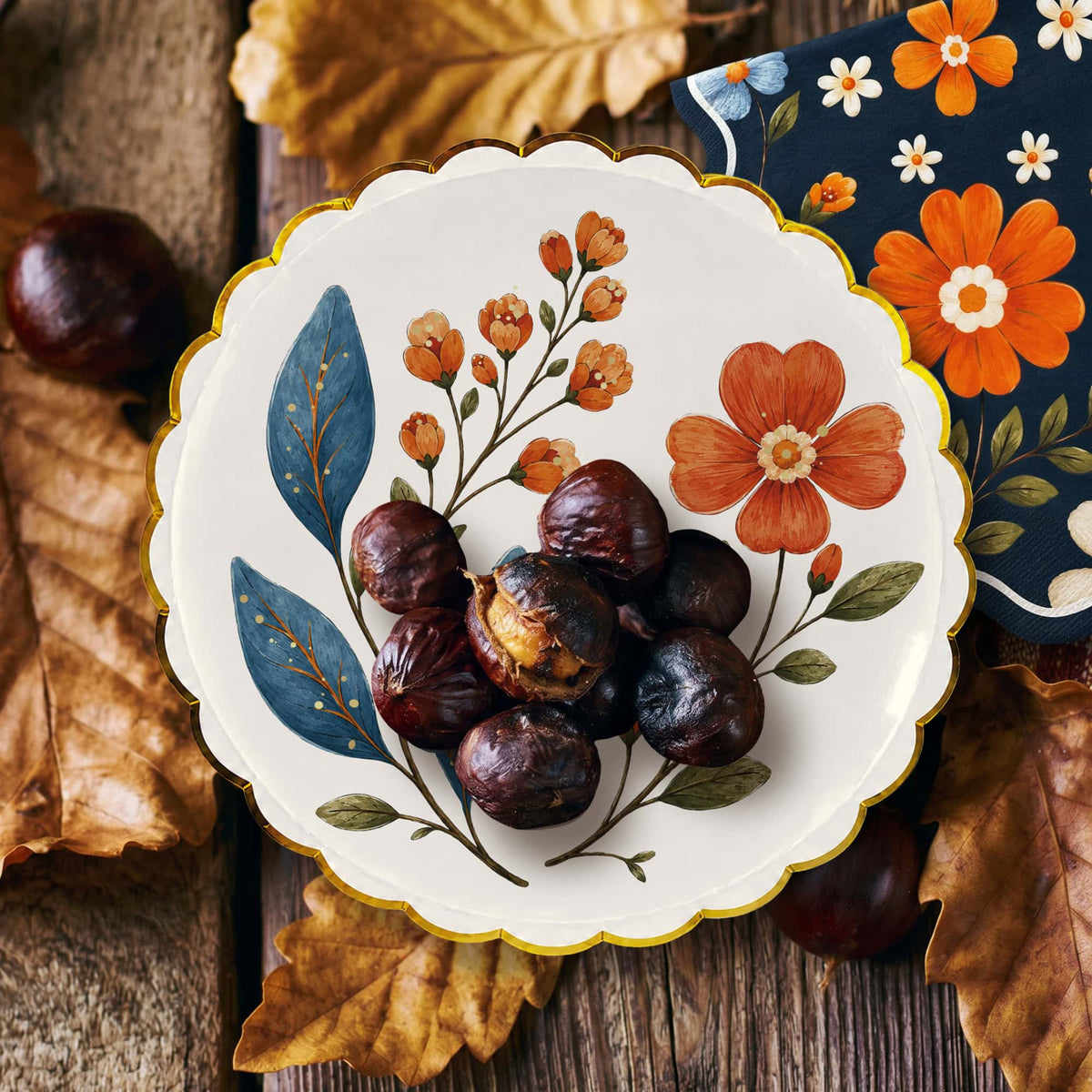 Folk Floral Sprig 8" Small Plate