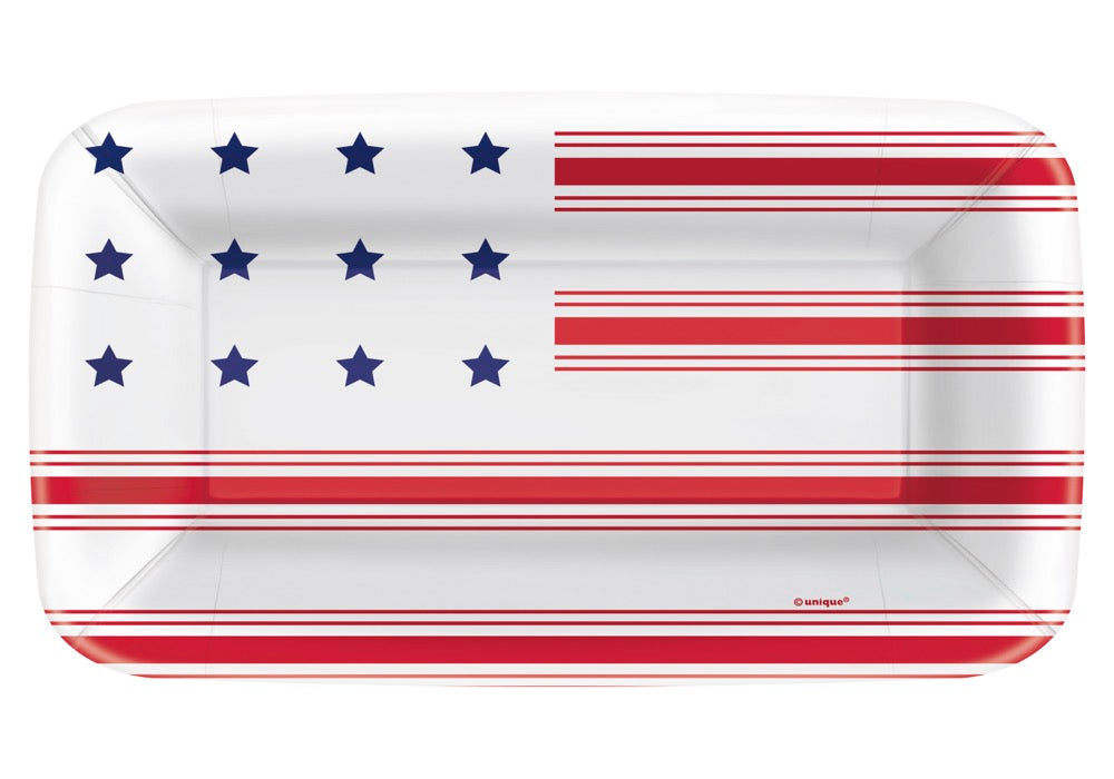 Peppy Patriotic 9x6 Appetizer Plates 8ct