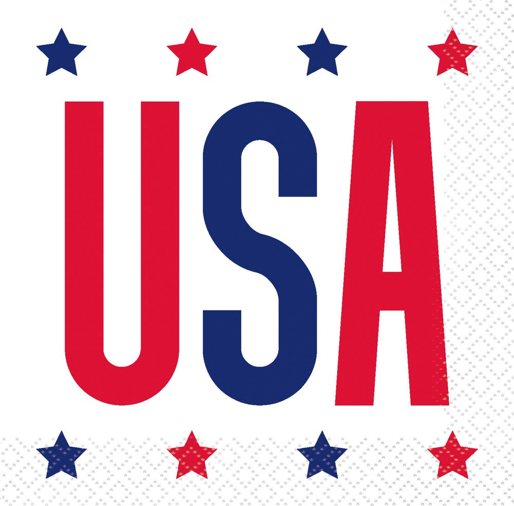 Peppy Patriotic USA" Beverage Napkins 16ct
