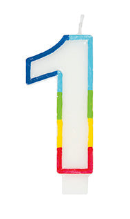 Rainbow Border Number Candle
