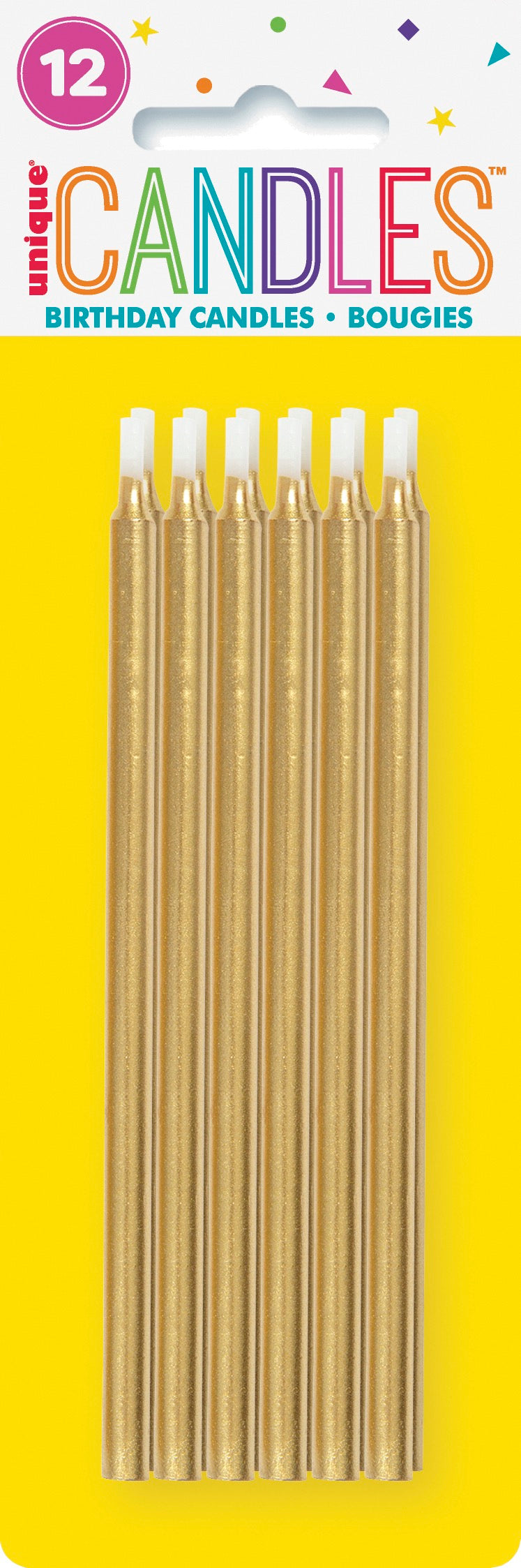 Gold Birthday Candles 5in 12ct