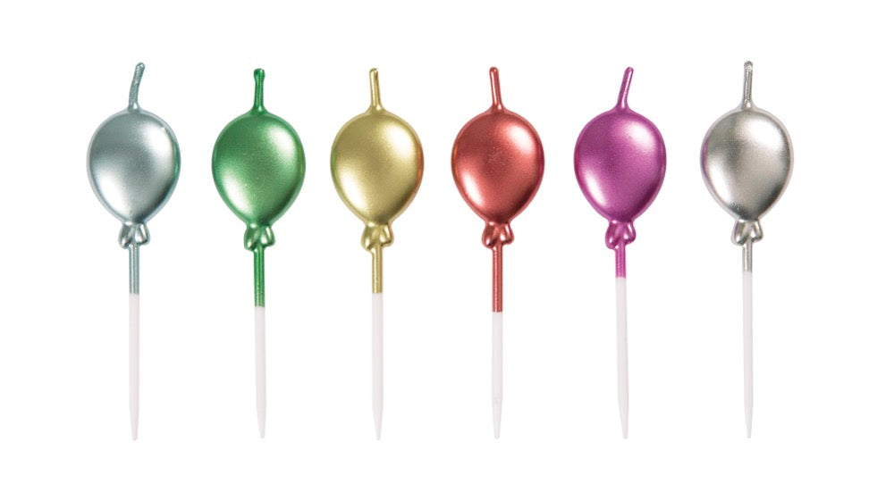 Metallic Balloon Pick Birthday Candles - Assorted 6ct